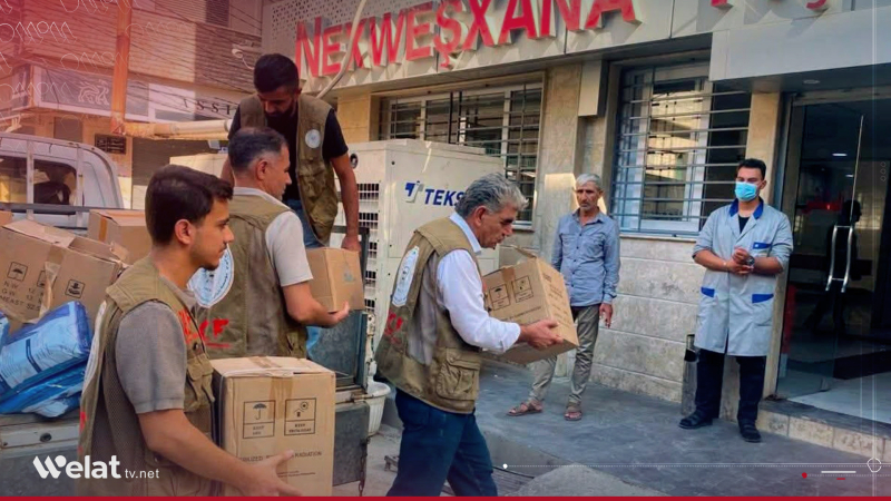 Xêrxwaziya Barzanî 68 kartonên dermên pêşkêşî nexweşxaneyên Qamişlo kirin